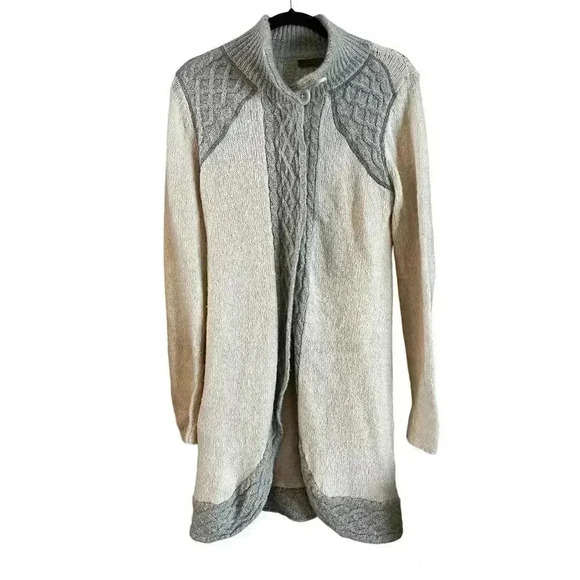 Prana Women’s Angelica Long Sweater Cardigan Size Small Cream Snap Buttons - Picture 1 of 5